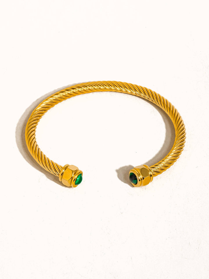 Vail 18K Gold Non-Tarnish Stone Braided Bangle