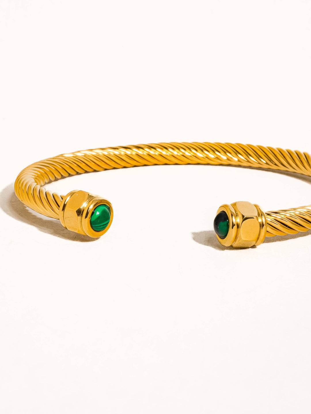 Vail 18K Gold Non-Tarnish Stone Braided Bangle