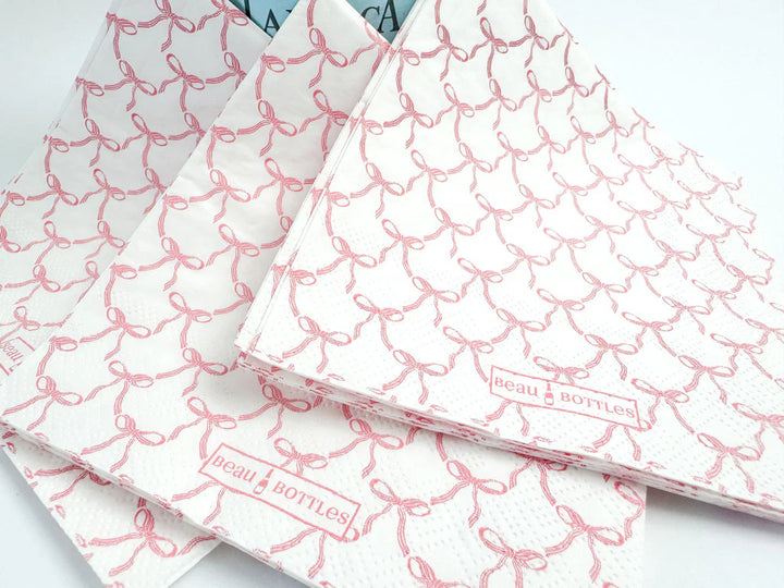 Pink Bow Cocktail Napkins
