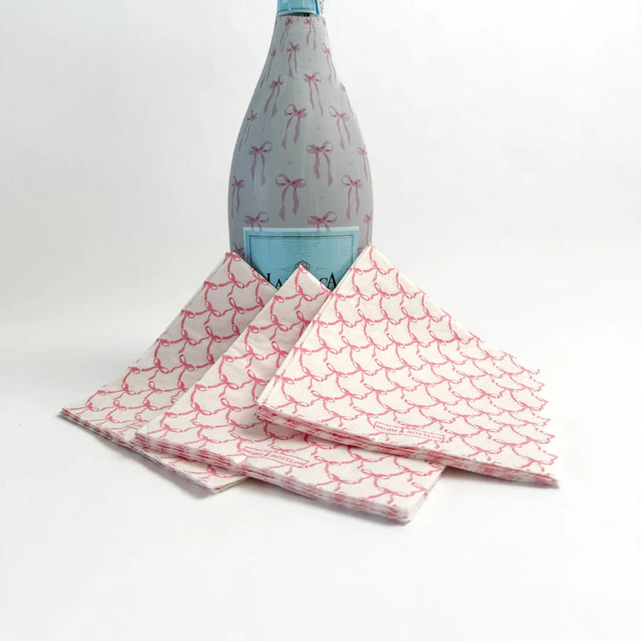 Pink Bow Cocktail Napkins