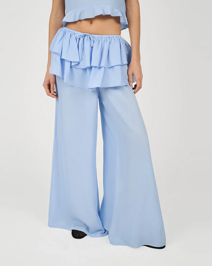 Ruffle Waist Flare Pant