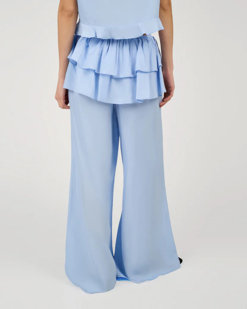 Ruffle Waist Flare Pant