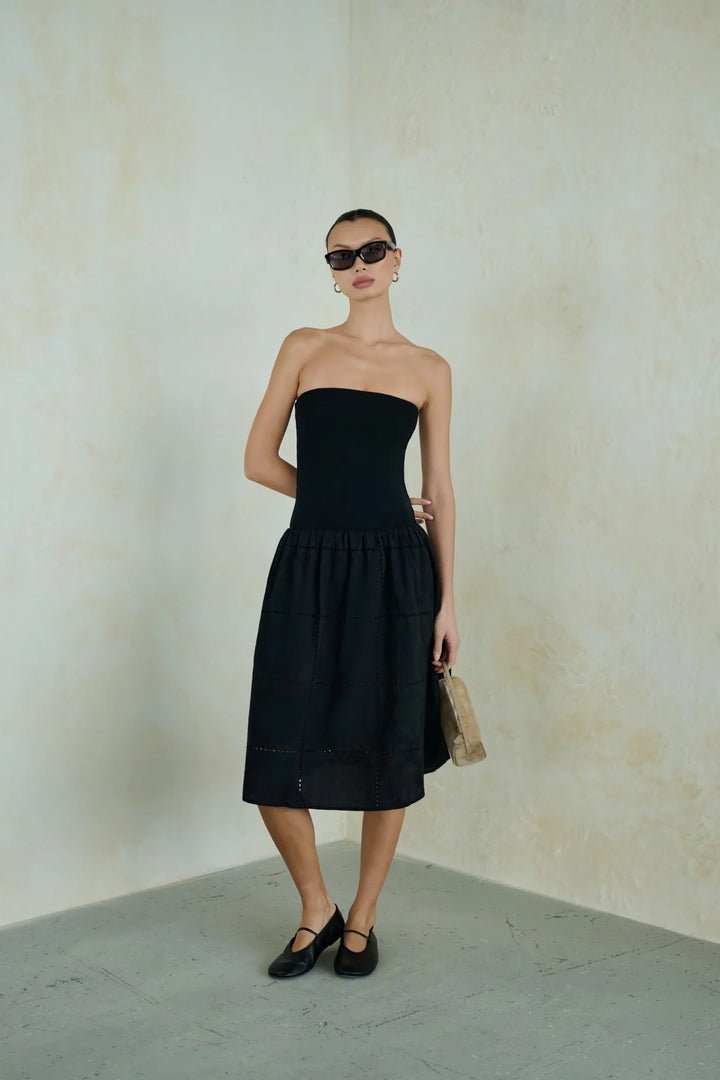 Patchwork Eyelet Midi