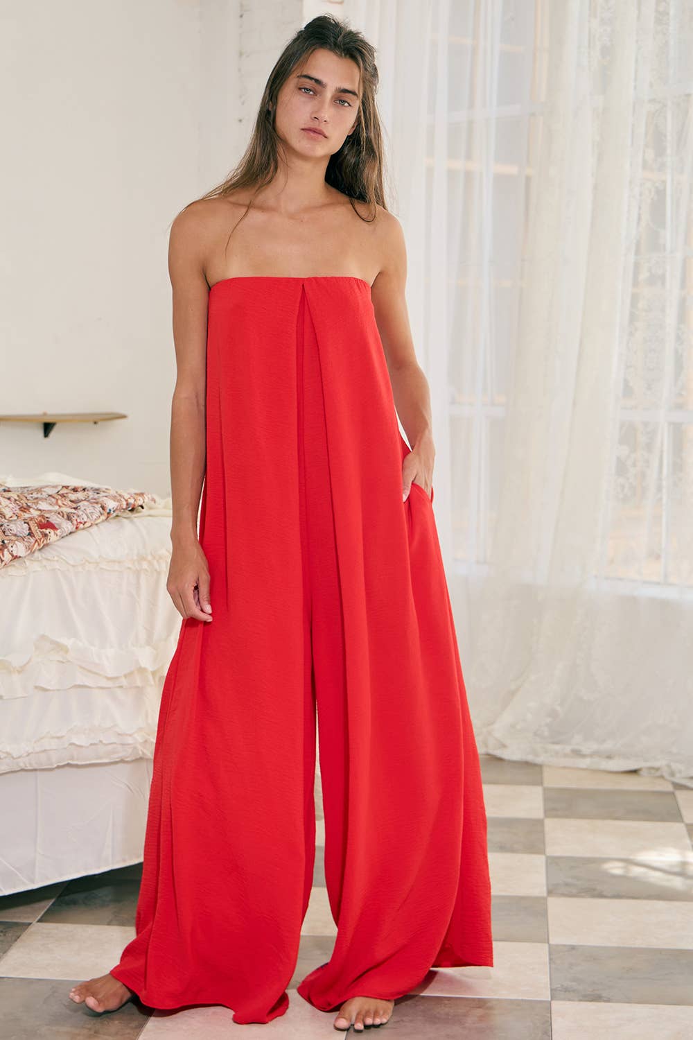 R5307 Strapless Flowy Jumpsuit