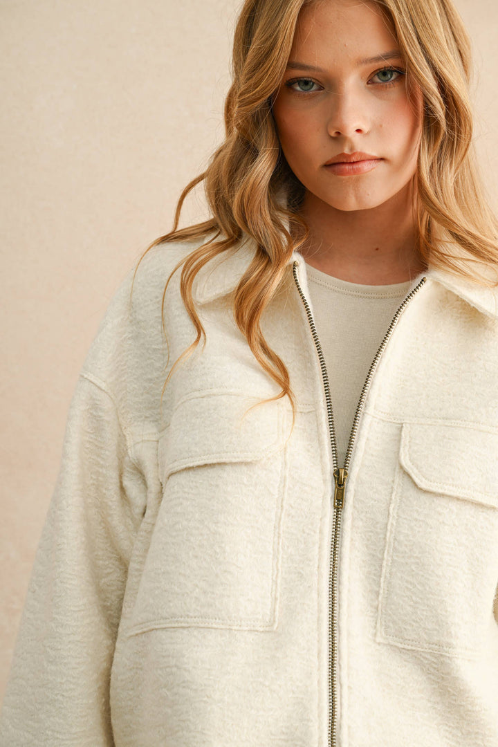J5299ST   BIG POCKET FRONT ZIPPER CLOSURE JACKET