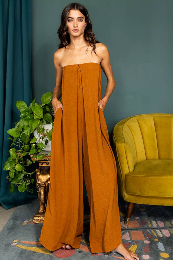 R5307 Strapless Flowy Jumpsuit