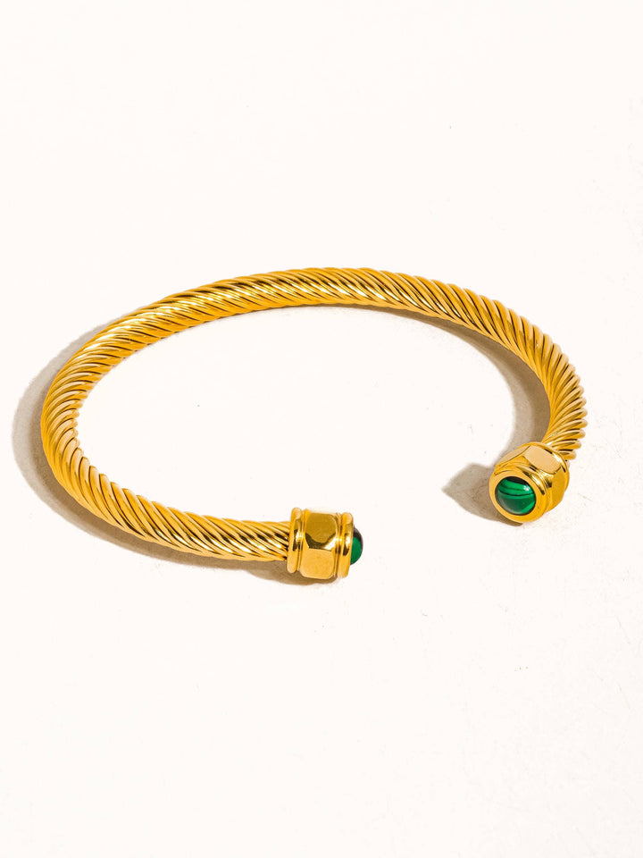 Vail 18K Gold Non-Tarnish Stone Braided Bangle